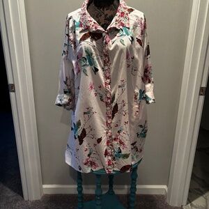 Pink floral Tulip tunic /blouse